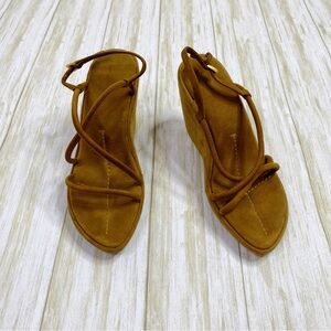 Vintage Prada Y2K Brown Suede Platform Wedge Sandals